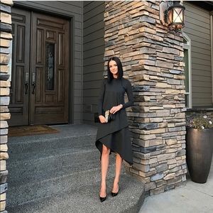 Dark grey dress leather trim